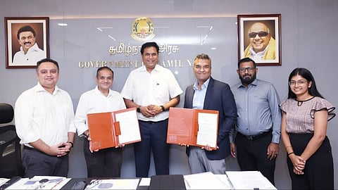 Minister TRB Rajaa with Reliance Consumer Products officials 