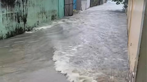 A waterlogged street in Sambalpur.