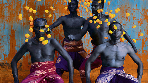 Where dusk dances in thread and form