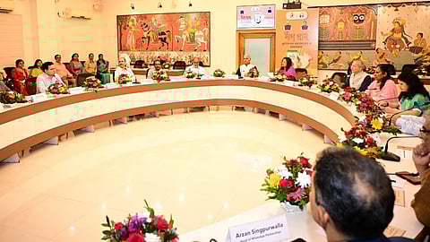 Chief secretary Manoj Ahuja unveiling WhatsApp chatbot ‘Ama Sathi’ at Bhubaneswar on Friday 