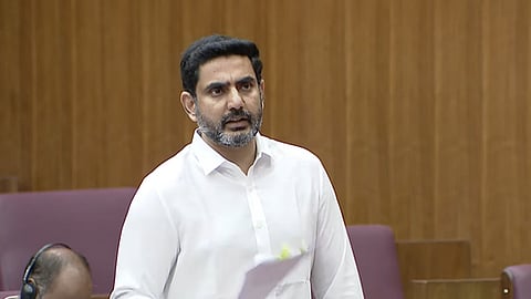 Minister for IT Nara Lokesh during the council session on Saturday. Express