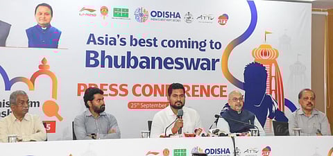 India table tennis player Ankur Bhattacharjee in action at the 38th Asian Table Tennis Team Championship at Kalinga Stadium in Bhubaneswar on Sunday
