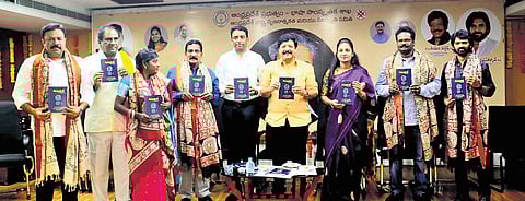 Tourism Minister Kandula Durgesh presented the Gurram Jashuva Awards 2025 to five distinguished Telugu littérateurs in Vijayawada on Sunday