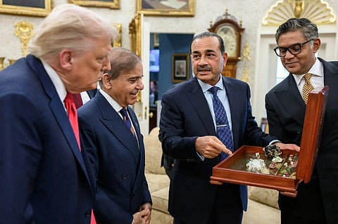 Donald Trump with Shehbaz Sharif and Asim Munir at the White House 
