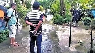 A flooded village in Tirtol block of Jagatsinghpur district
