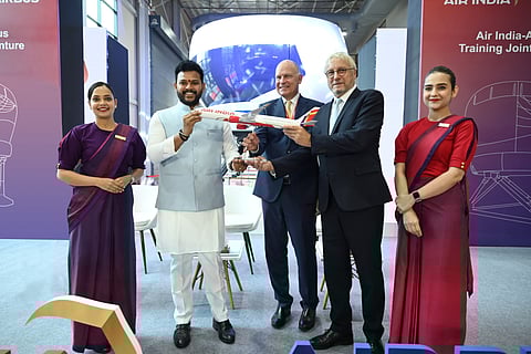 Civil Aviation Minister Ram Mohan Naidu inaugurating the Air India–Airbus Pilot Training Centre at Air India’s Aviation Training Academy alongside Airbus Board Chairman, Mr. Rene Obermann and Air India CEO, Mr. Campbell Wilson.
