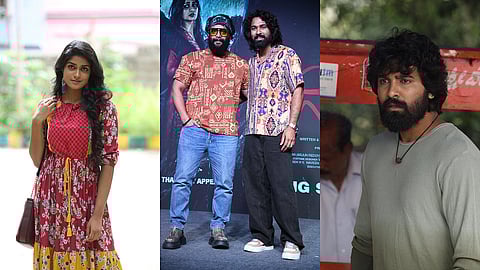From L to R: Dimple Hayathi in a still from Dilmaar, Sriimurali and Ram, Ram in a still from Dilmaar