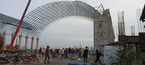 A part of an under construction coal-handling arch at the Ennore Special Economic Zone collapsed on Tuesday, Sept 30, 2025.