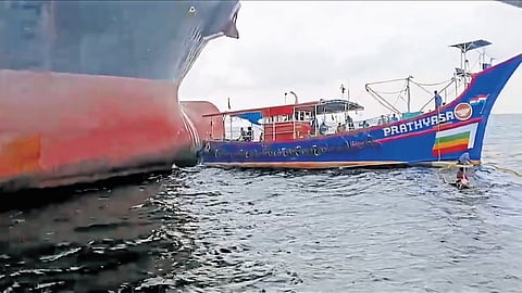 Fishing vessel Prathyasa that got rear-ended by MSC Silver 2 on Wednesday