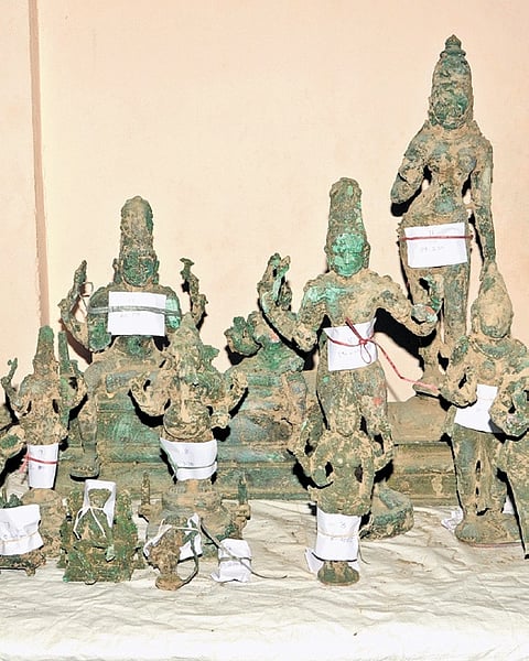 14 metal idols unearthed at solid waste project site in Tamil Nadu