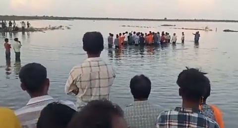 Rescue operations are underway after a tractor-trolley carrying Durga idols for immersion plunged into a lake in Madhya Pradesh’s Khandwa district on Thursday, October 2, 2025.