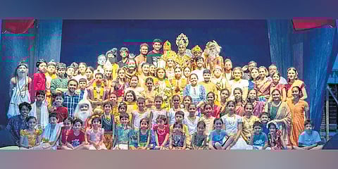 Children of the Gouda Saraswatha Brahmin community who staged the play ‘Venkatakalyan’ at Tirumala Devaswom temple in Ernakulam on Thursday