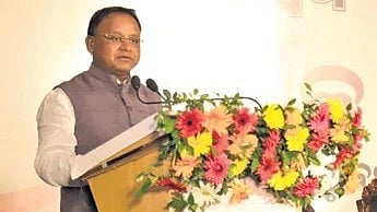 Odisha CM Mohan Charan Majhi speaking at the 41st anniversary of Sambad Group.
