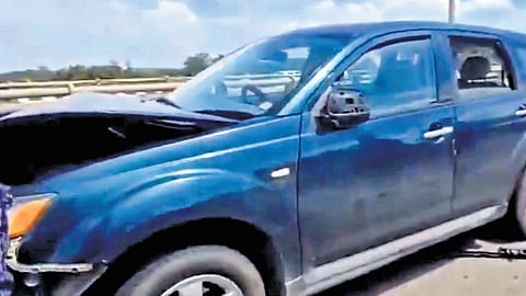 The cars involved in the rear-end collision on the ORR on Sunday