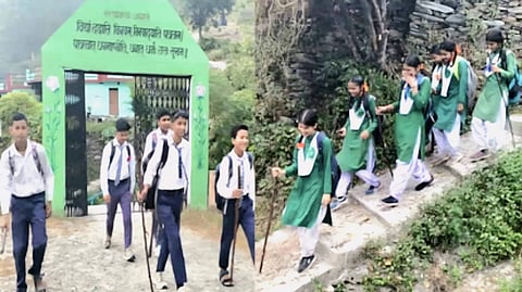 Students of the Inter College in Sanglakoti, situated on the border of the Ekeshwar and Pokhra blocks, have begun to carry sticks with them.
