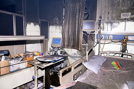 A massive fire blazed through the neuro ICU on the second floor of the trauma centre on Sunday night, killing six of the 11 patients on critical care support.