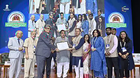 The award was presented by Union Minister Nitin Gadkari to Vice-Chancellor Prof. Somak Raychaudhury at a ceremony held at Bharat Mandapam on Monday.