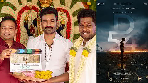 Ishari K Ganesh, Dhanush and Vignesh Raja at the pooja ceremony of D54
