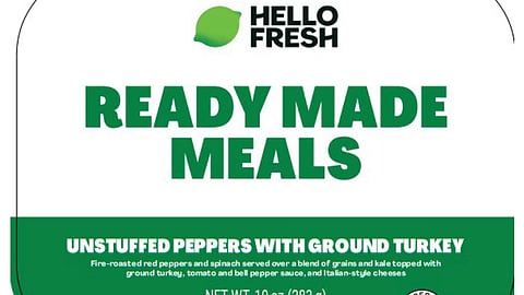 This image provided by U.S. Agriculture Department shows Hello Fresh Ready Made Meals Unstuffed Peppers with Ground Turkey, where Federal health officials late Monday, Oct. 6, 2025.