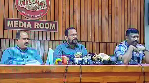 Revenue and Housing Minister K Rajan addressing the press on Thusday.