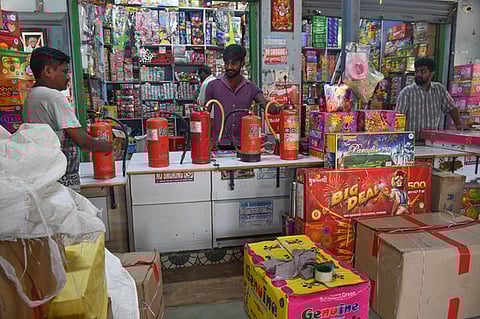 On Sunday, fire officials conducted surprise inspections at temporary firecracker stalls and storage sites, checking for compliance with safety regulations.