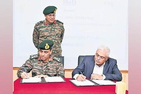 Ministry of Defence(Army)/Directorate General of Electronics and Mechanical Engineers) and IndyASTRA Technologies Pvt Ltd have signed a memorandum of understanding (MoU) to fast-track Al-enabled drone capabilities for Indian Army Land Systems.