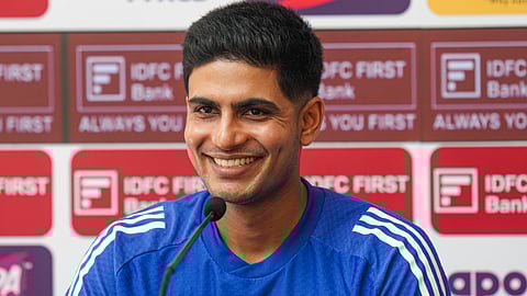 India's captain Shubman Gill addresses a press conference ahead of the second and final Test cricket match of the series between India and West Indies, in New Delhi, Thursday, Oct. 9, 2025.