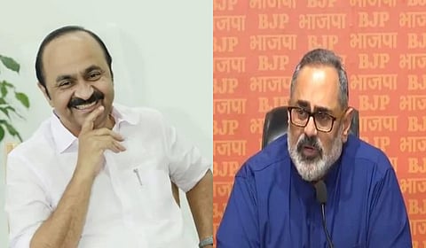 Opposition leader V D Satheesan and BJP state president Rajeev Chandrasekhar.