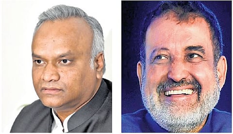 IT-BT Minister Priyank Kharge (L) and former Infosys CFO Mohandas Pai