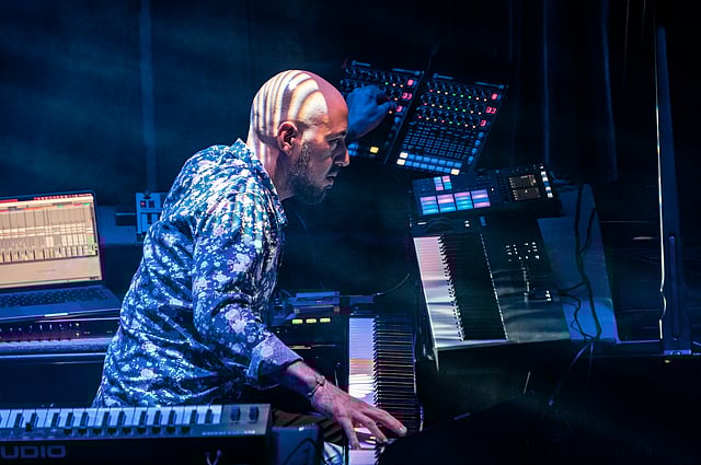 Jazz artist Mark de Clive-Lowe during a performance