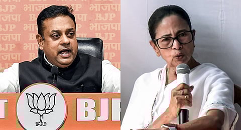 (L-R) BJP MP Sambit Patra and West Bengal Chief Minister Mamata Banerjee.