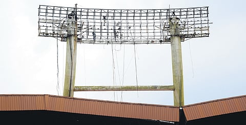 Renovation work of the floodlights is progressing at the JLN stadium 