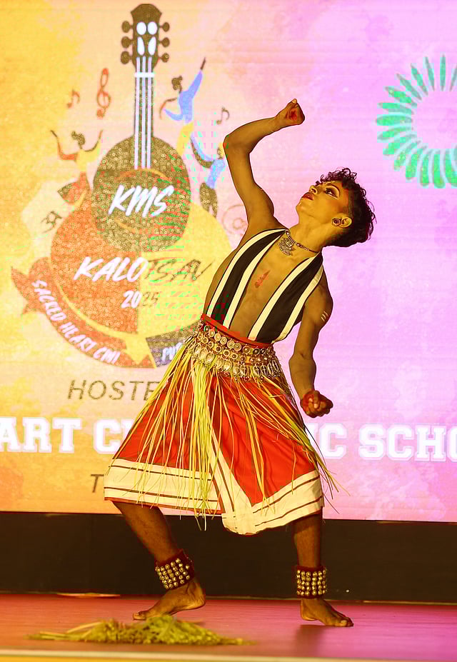 Rihan Mohammed of Al Ameen Public School, Edappally, performs 
folk dance