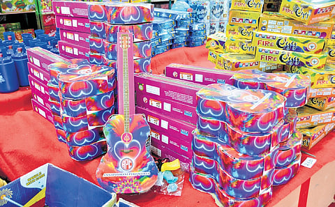 Corrugated cracker varieties on display at a shop in Kulavanigarpuram of Tirunelveli