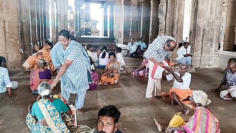 After receiving a bomb threat e-mail, police personnel check the Sri Ranganatha Swamy temple in Srirangam, Tiruchy