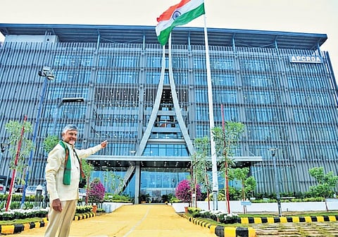 CM Chandrababu Naidu inaugurates the CRDA building in Amaravati on Monday 