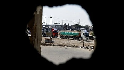 Image of aid trucks at Gaza used for representational purposes only.