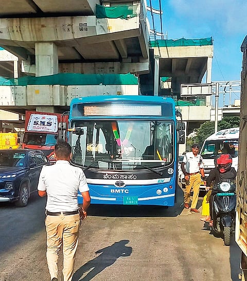The bus that broke down on Outer Ring Road.