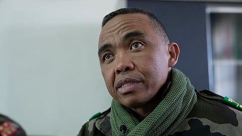 CAPSAT military unit commander Col. Michael Randrianirina during an interview with The Associated Press in Antananarivo, Madagascar, Wednesday, Oct. 15, 2025.
