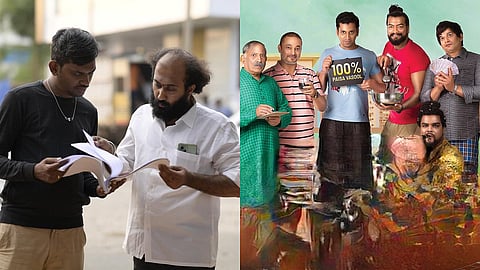 Chethan Jodidhar along with a poster of the film Time Pass