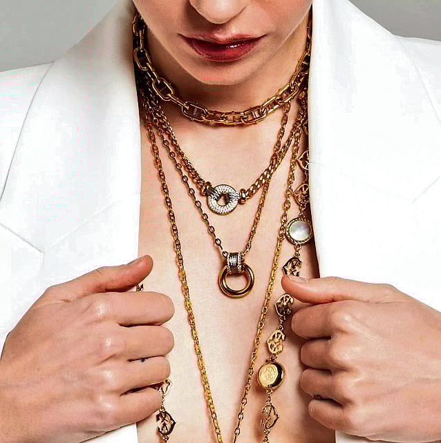 Layer player: Since bigger is better, layer all your delicate pieces on top of one another, instead of rushing to buy new statement jewellery 