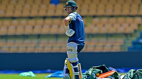 Australia's Marnus Labuschagne attends a practice session