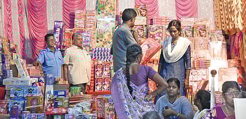 Cracker sale for Deepavali celebration in Tiruchy on Thursday:
