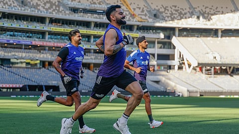 Virat Kohli during a practice session ahead of the first one-dayer against Australia.