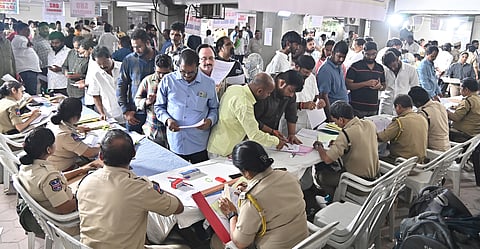 Large number of Applications received on the last day of Tendar applications for Wine shops in  Telangana at Prohibition and Excise office.