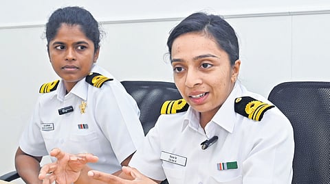 Lieutenant commanders Dilna K and Roopa Alagirisamy
