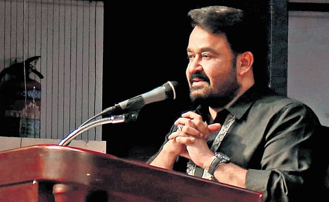 Actor Mohanlal speaks at the Artist Namboodiri Samman presentation 
ceremony in Kochi on Saturday 