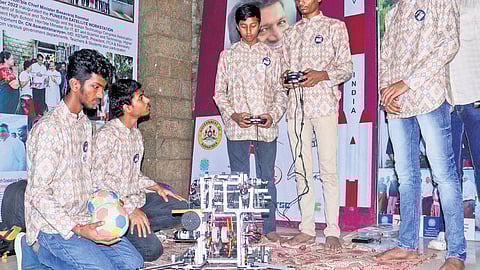The five students of the government high school in Malleswaram  will showcase their robot in Panama on October 29 