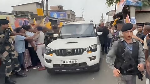 West Bengal LoP Suvendu Adhikari's claimed his car was attacked by TMC members in South 24 Parganas.