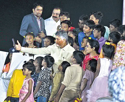 Chief Minister N Chandrababu Naidu, along with his wife Bhuvaneswari, participates in Diwali celebrations at Punnami Ghat in Vijayawada.